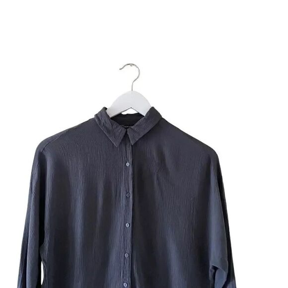 Zara Charcoal Loose Kimono Asymmetrical Long Sleeves Boho Blouse SZ XS #1160 - Picture 4 of 14